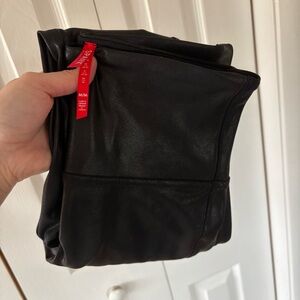 SPANXShape Black Faux Leather Leggings, Size M. EUC